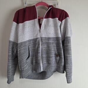 Doublju Sweatshirt Zip-Up Hoodie Jacket Hooded Color Blocked Size XL